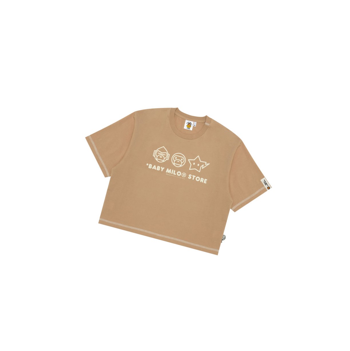 Koszulki Damskie A BATHING APE Bape Logo Crop Fit Tee Krótkie Sleeve Beżowe | FVQS-01645