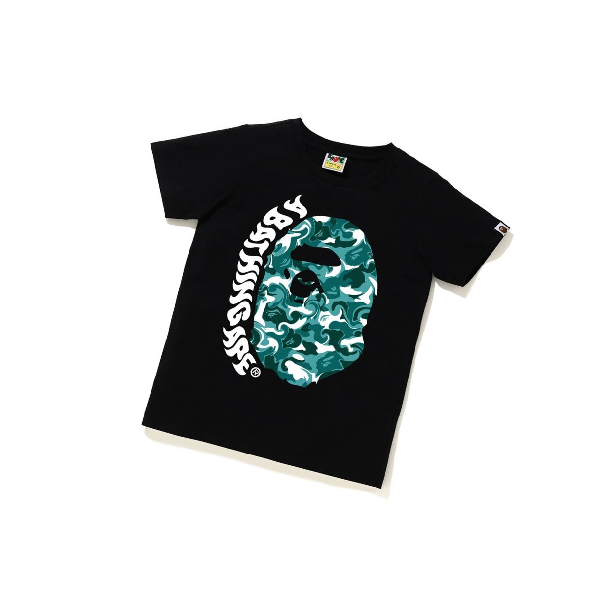 Koszulki Damskie A BATHING APE Bape Marble Camo Ape Head Tee Krótkie Sleeve Czarne | AWNU-19428