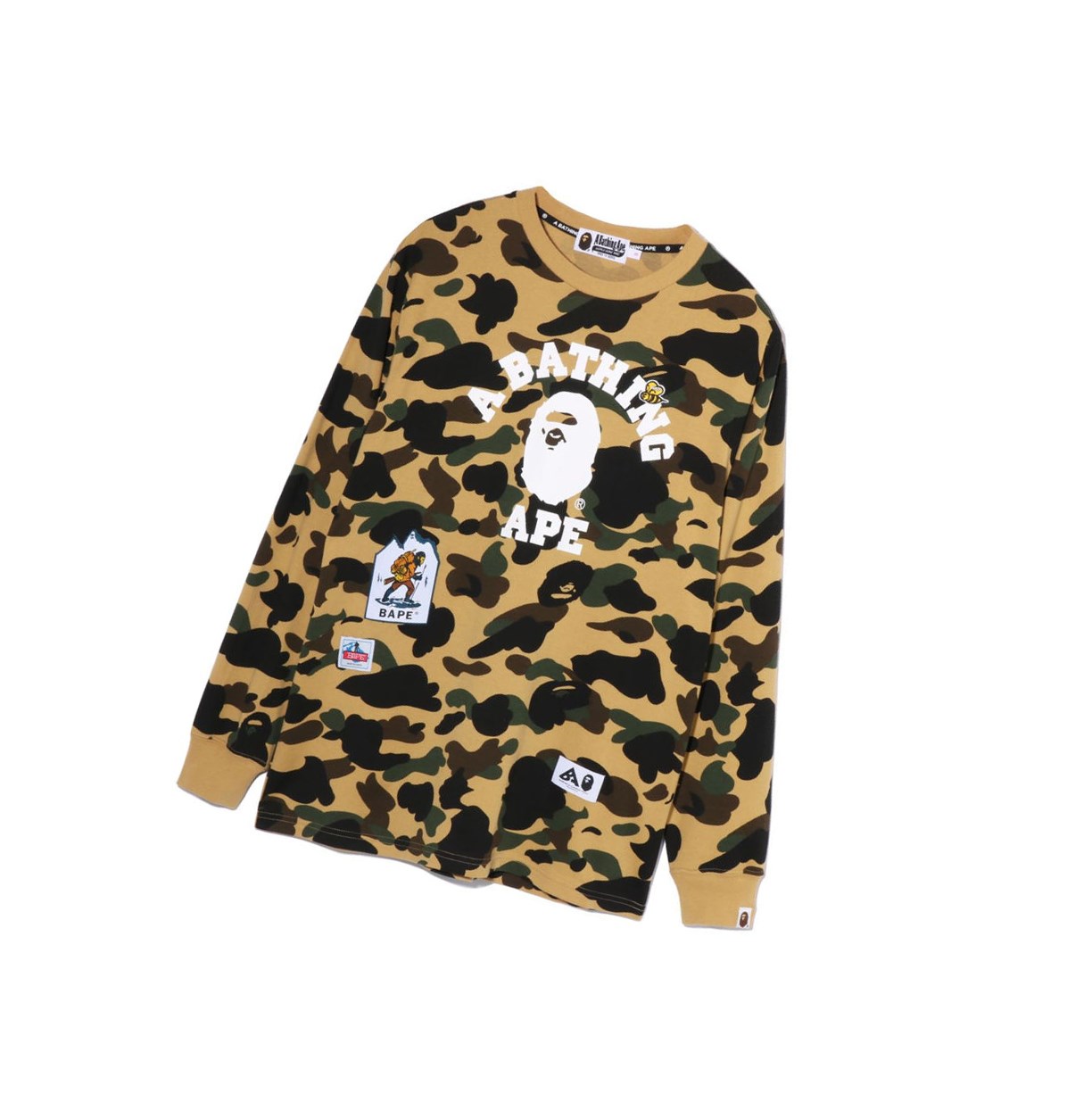 Koszulki Damskie A BATHING APE Bape Multi Label 1st Camo L/S Tee Long Sleeve Żółte | SFVU-43079