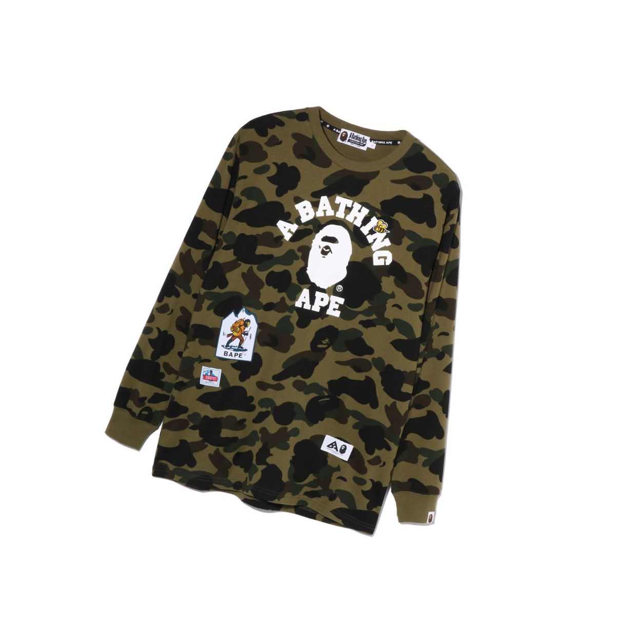 Koszulki Damskie A BATHING APE Bape Multi Label 1st Camo L/S Tee Long Sleeve Zielone | WMIU-89045