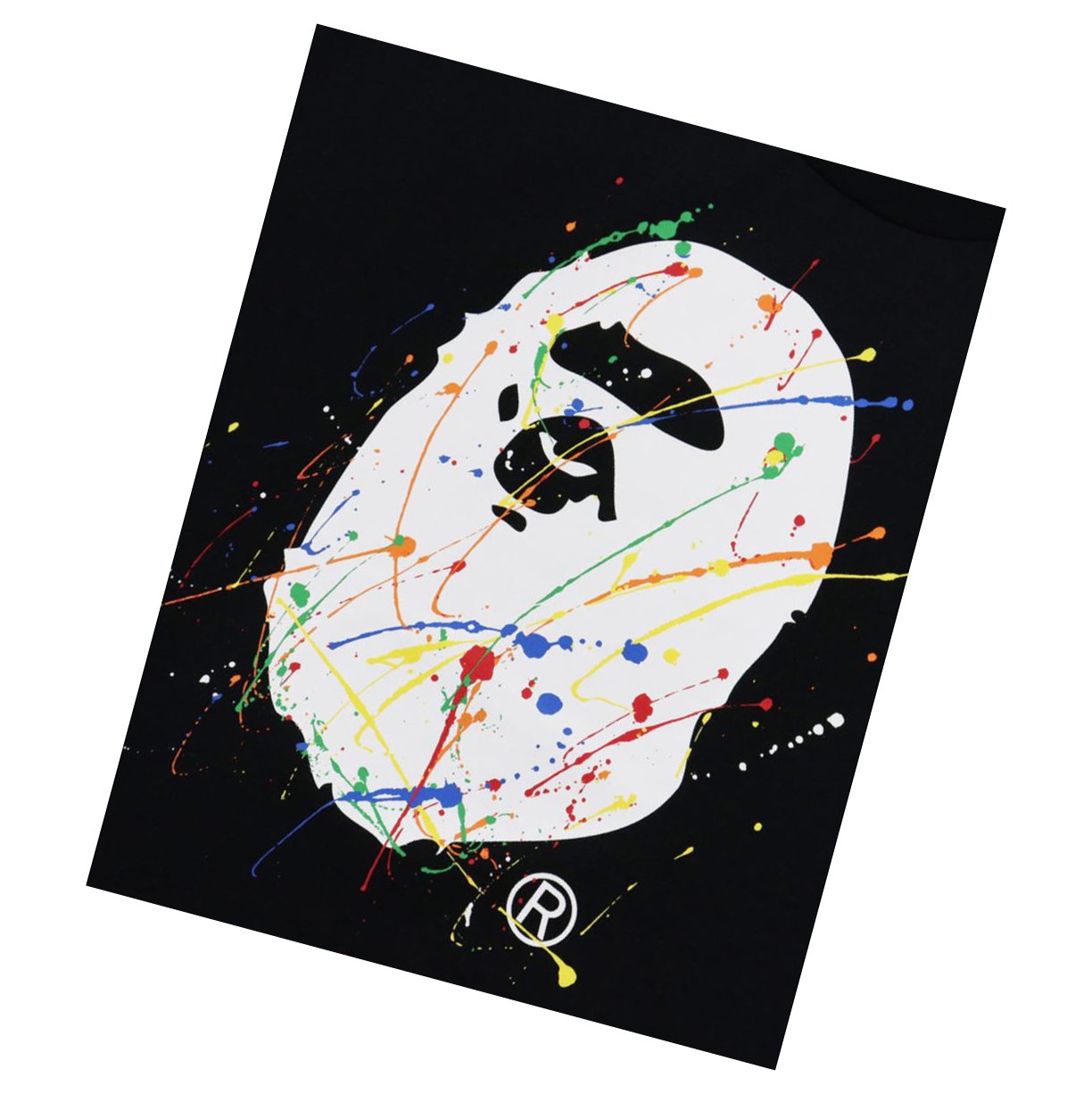 Koszulki Damskie A BATHING APE Bape Paint Splatter Ape Head Tee Krótkie Sleeve Czarne | NQUW-73145