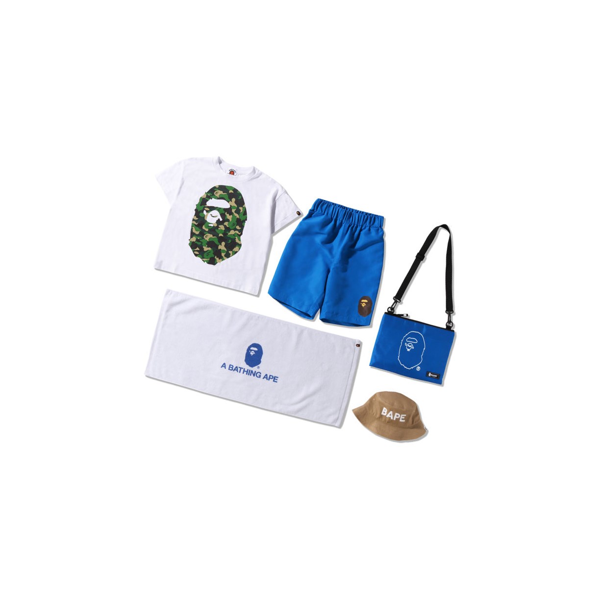 Koszulki Dziecięce A BATHING APE Bape Summer Bag Vacation Beach Niebieskie | CIVD-98762