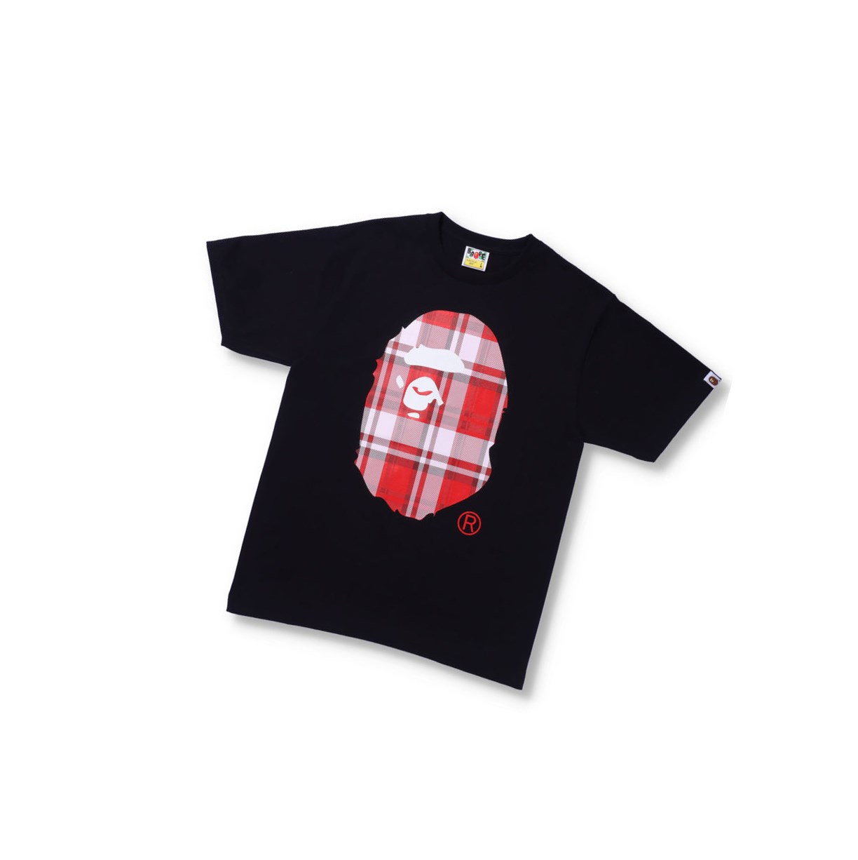 Koszulki Męskie A BATHING APE Bape Check Gift Ape Head Tee Krótkie Sleeve Czarne | GEWJ-28941