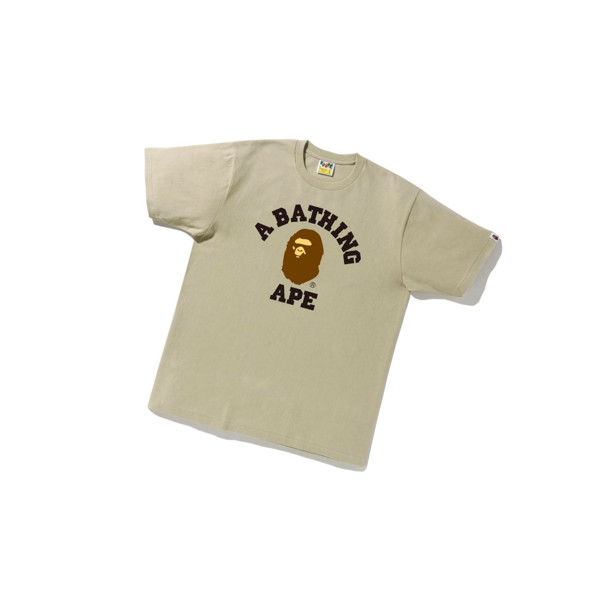 Koszulki Męskie A BATHING APE Bape College Tee Krótkie Sleeve Beżowe | WLNK-67310