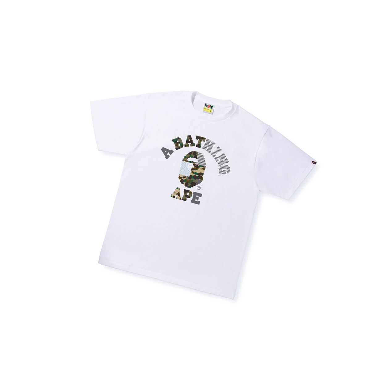 Koszulki Męskie A BATHING APE Bape Military Crazy College Tee Krótkie Sleeve Białe | PJLG-30146