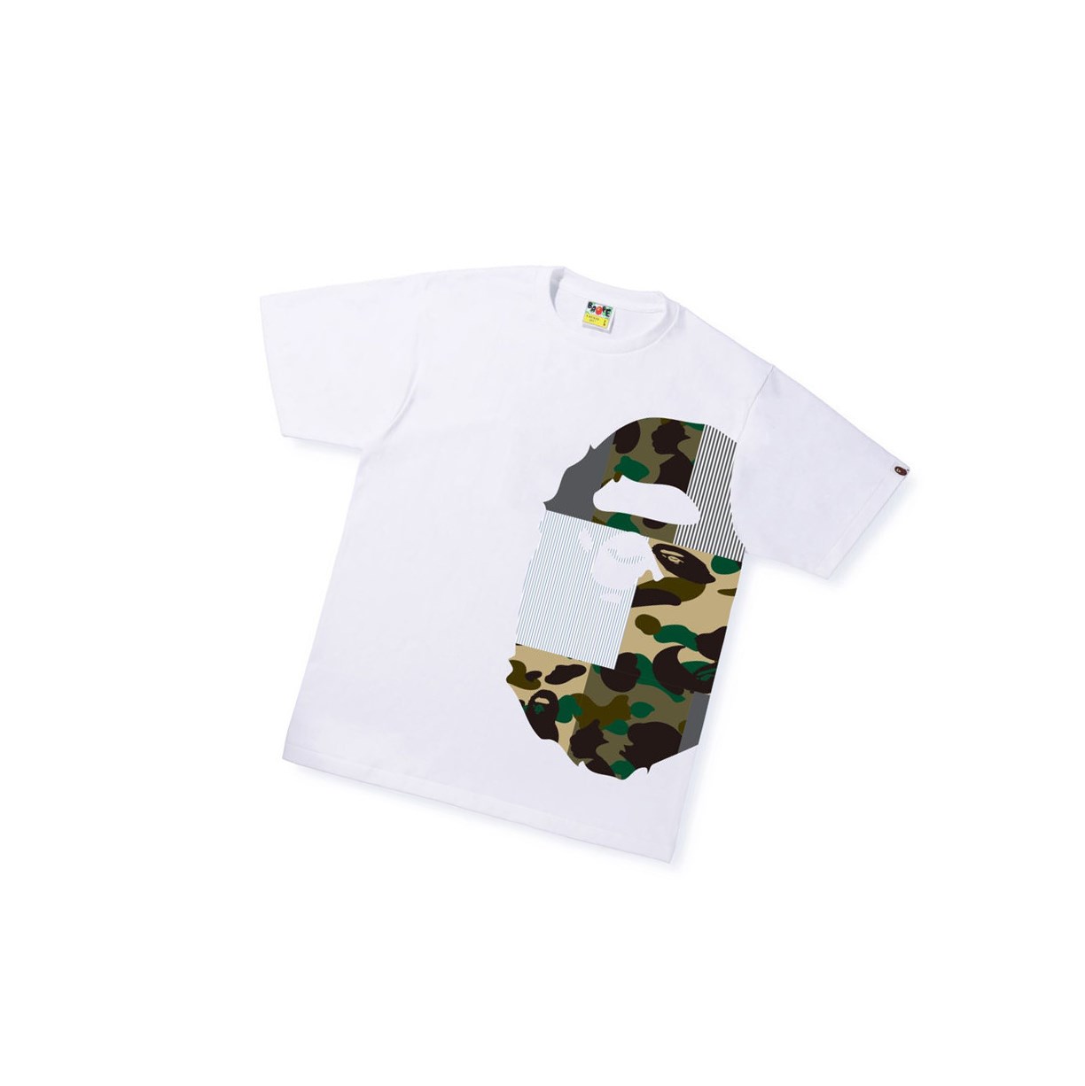 Koszulki Męskie A BATHING APE Bape Military Crazy Side Big Ape Head Tee Krótkie Sleeve Białe | QIHU-14806