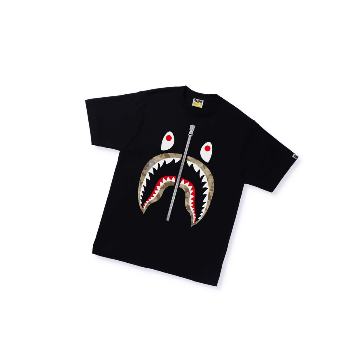 Koszulki Męskie A BATHING APE Bape Sand Camo Shark Tee Krótkie Sleeve Czarne | GJSK-24790