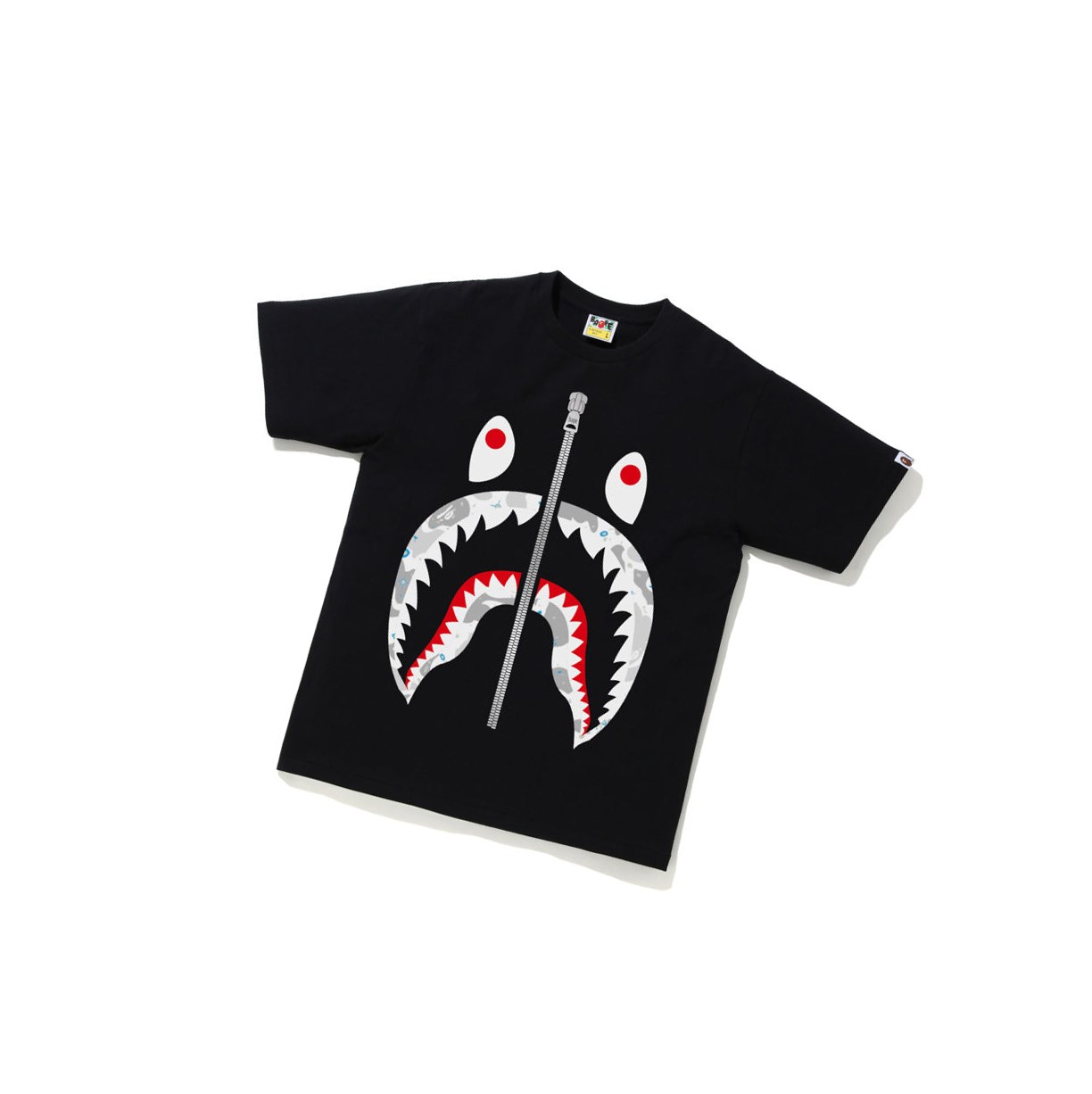 Koszulki Męskie A BATHING APE Bape Space Camo Shark Tee Krótkie Sleeve Czarne | ZIBG-74156