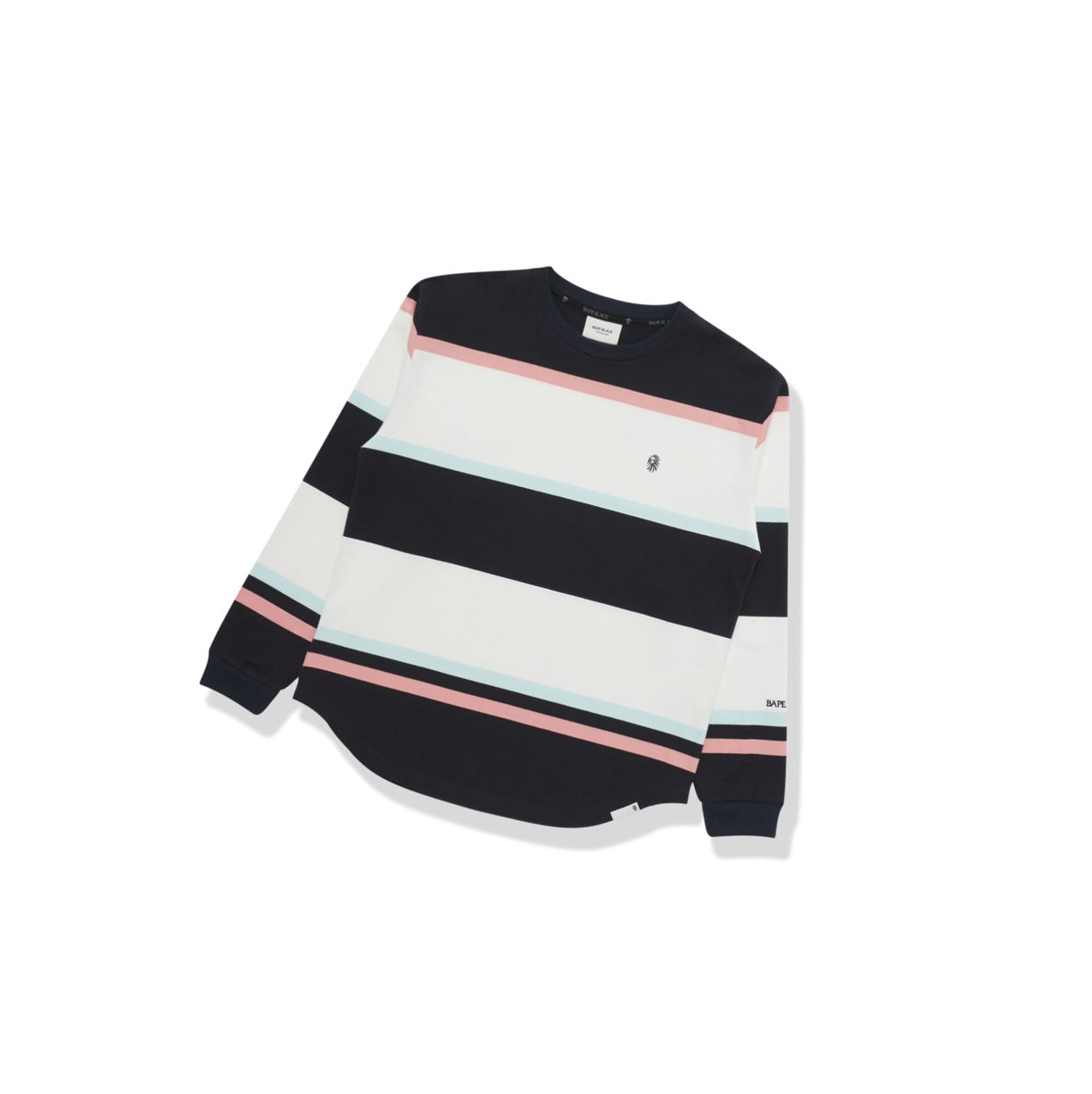 Koszulki Męskie A BATHING APE Bape Striped Logo Tee Long Sleeve Niebieskie | WOVE-38061