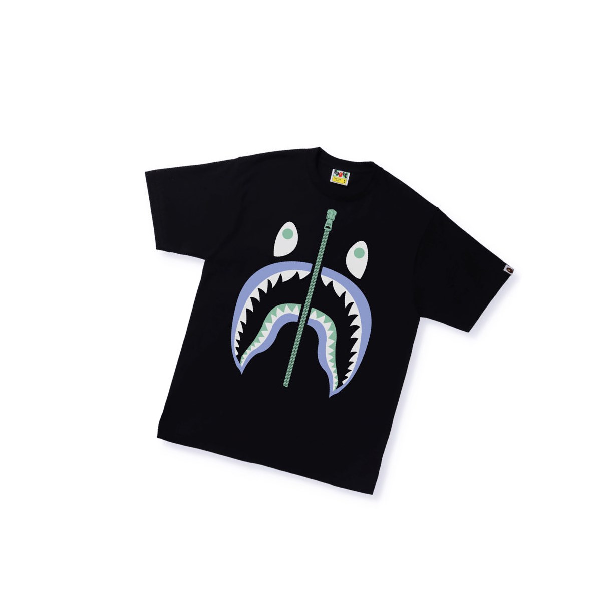 Koszulki Męskie A BATHING APE Bape Text Code Camo Shark Tee Krótkie Sleeve Czarne | VDSU-83271