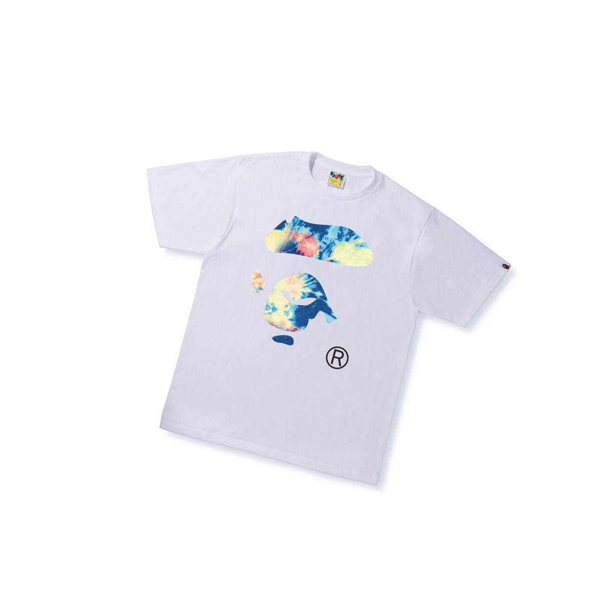 Koszulki Męskie A BATHING APE Bape Tie Dye Ape Face Tee Krótkie Sleeve Białe | MKHR-40765