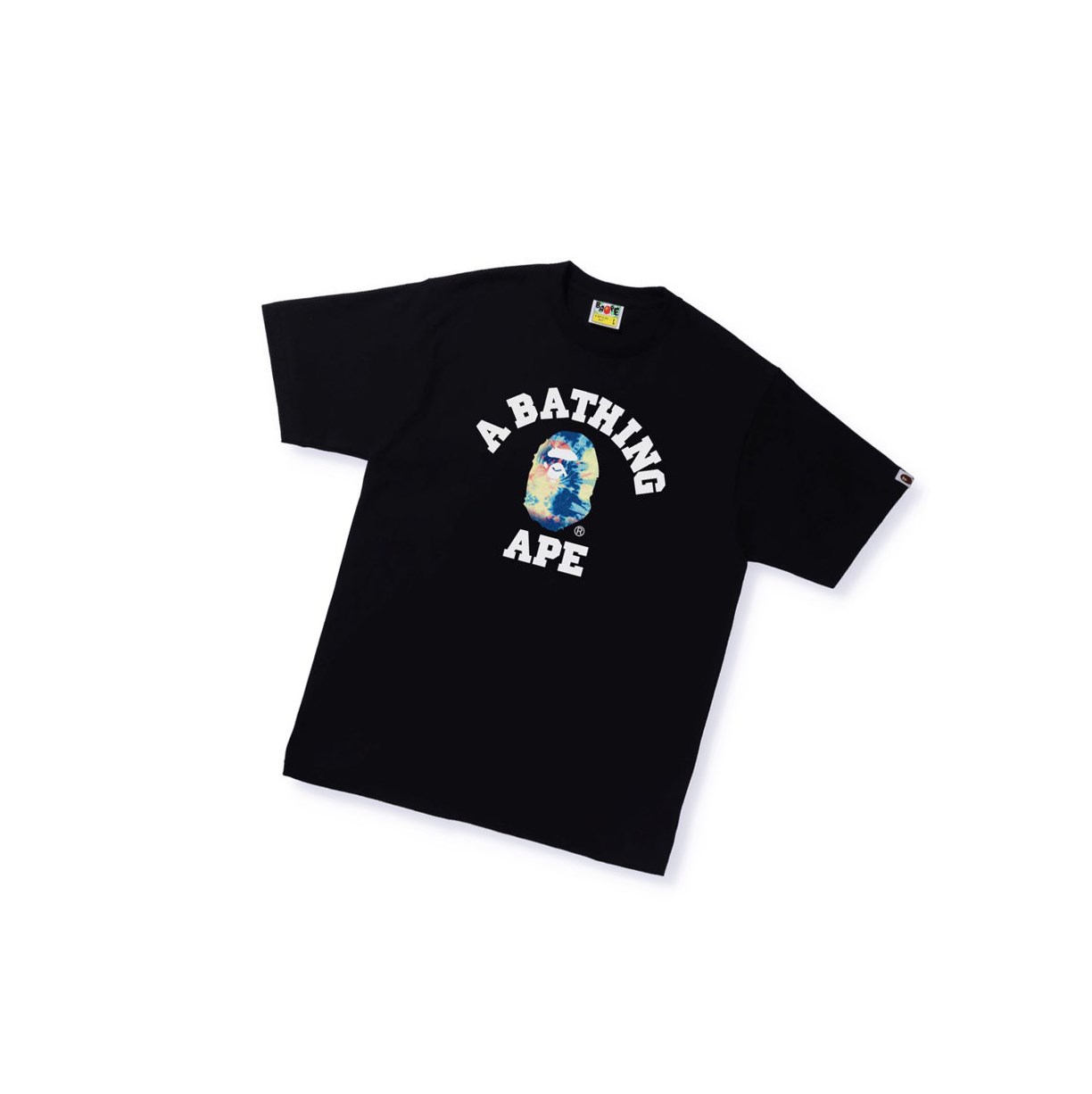 Koszulki Męskie A BATHING APE Bape Tie Dye College Tee Krótkie Sleeve Czarne | NQUB-02539