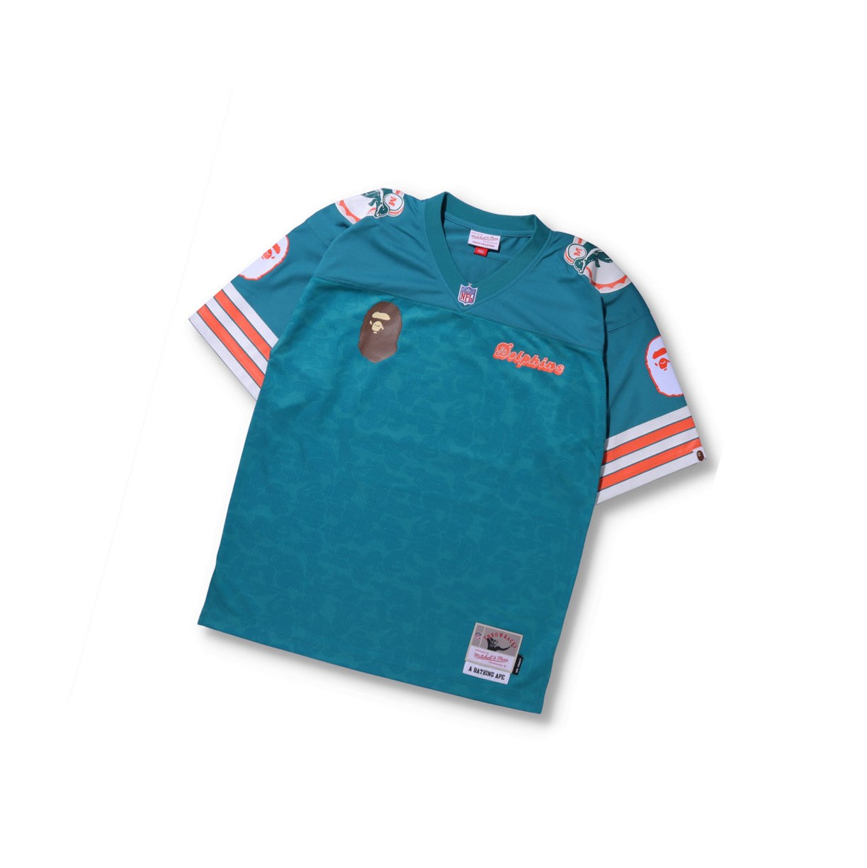 Koszulki Męskie A BATHING APE Bape X M&n Nfl Miami Dolphins Legacy Jersey Krótkie Sleeve Mięta | HKIW-14628