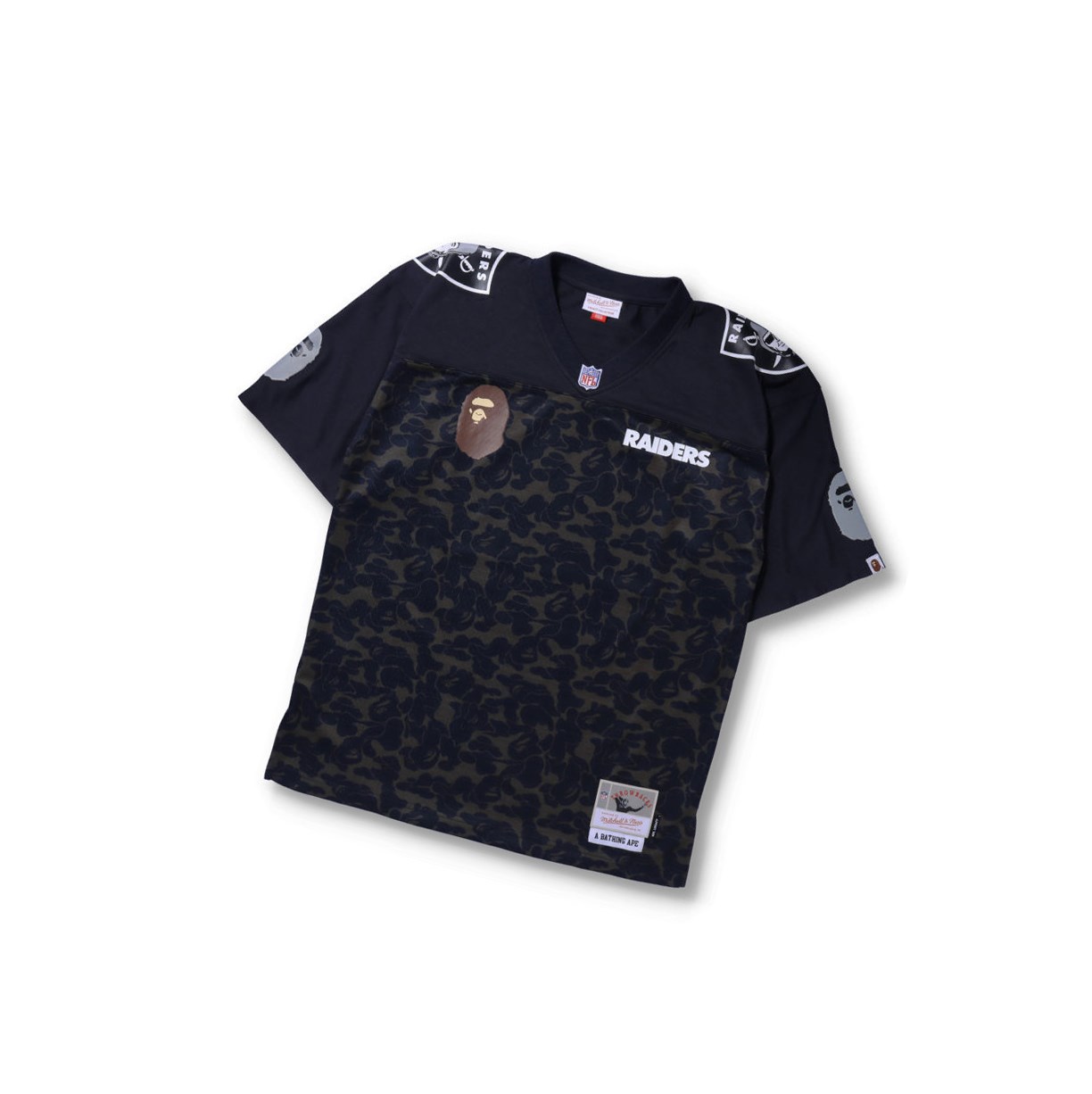 Koszulki Męskie A BATHING APE Bape X M&n Nfl Oakland Raiders Legacy Jersey Krótkie Sleeve Czarne | RSDM-98065