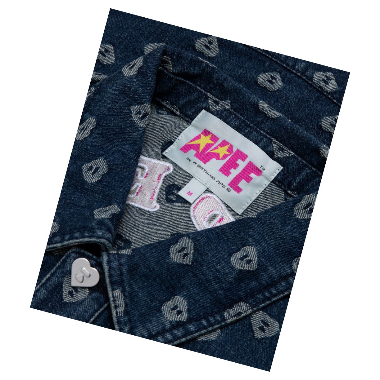 Kurtki Damskie A BATHING APE Bape Patterned Denim Thin Denim | KENV-58432