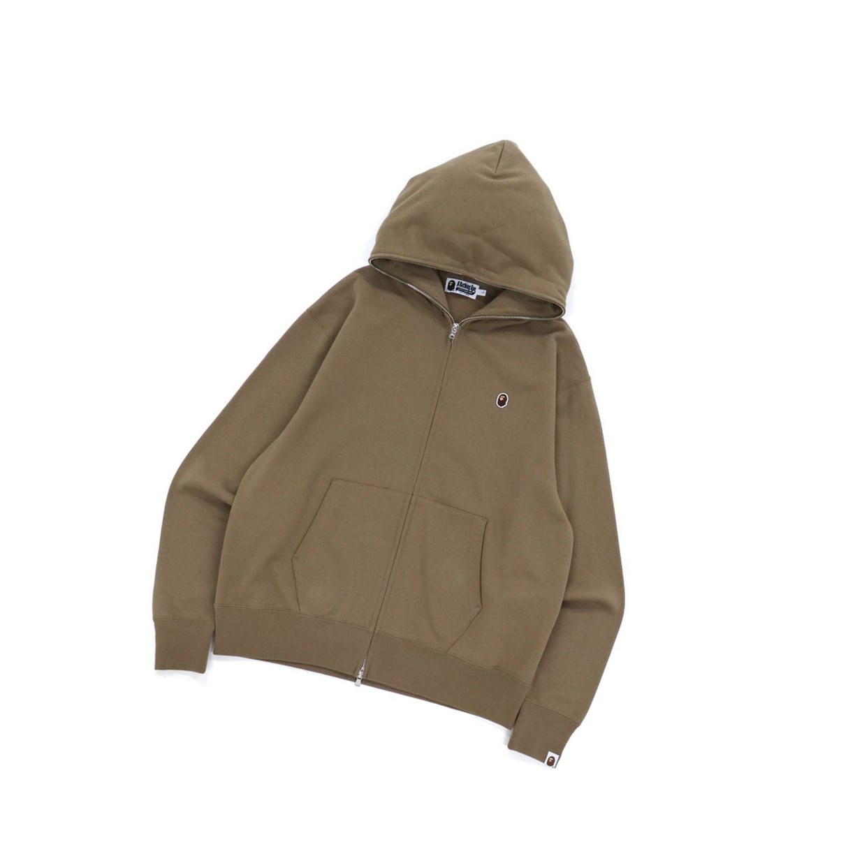 Kurtki Męskie A BATHING APE Bape Ape Head One Point Relaxed Zakapturzony Zip Throughs Taupe | UDKM-87560