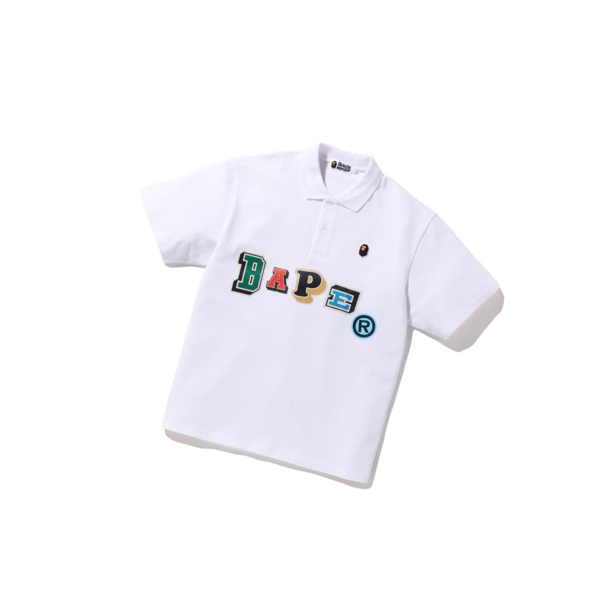 Polo Męskie A BATHING APE Bape Multi Fonts Relaxed Fit Krótkie Sleeve Białe | MNTO-05986