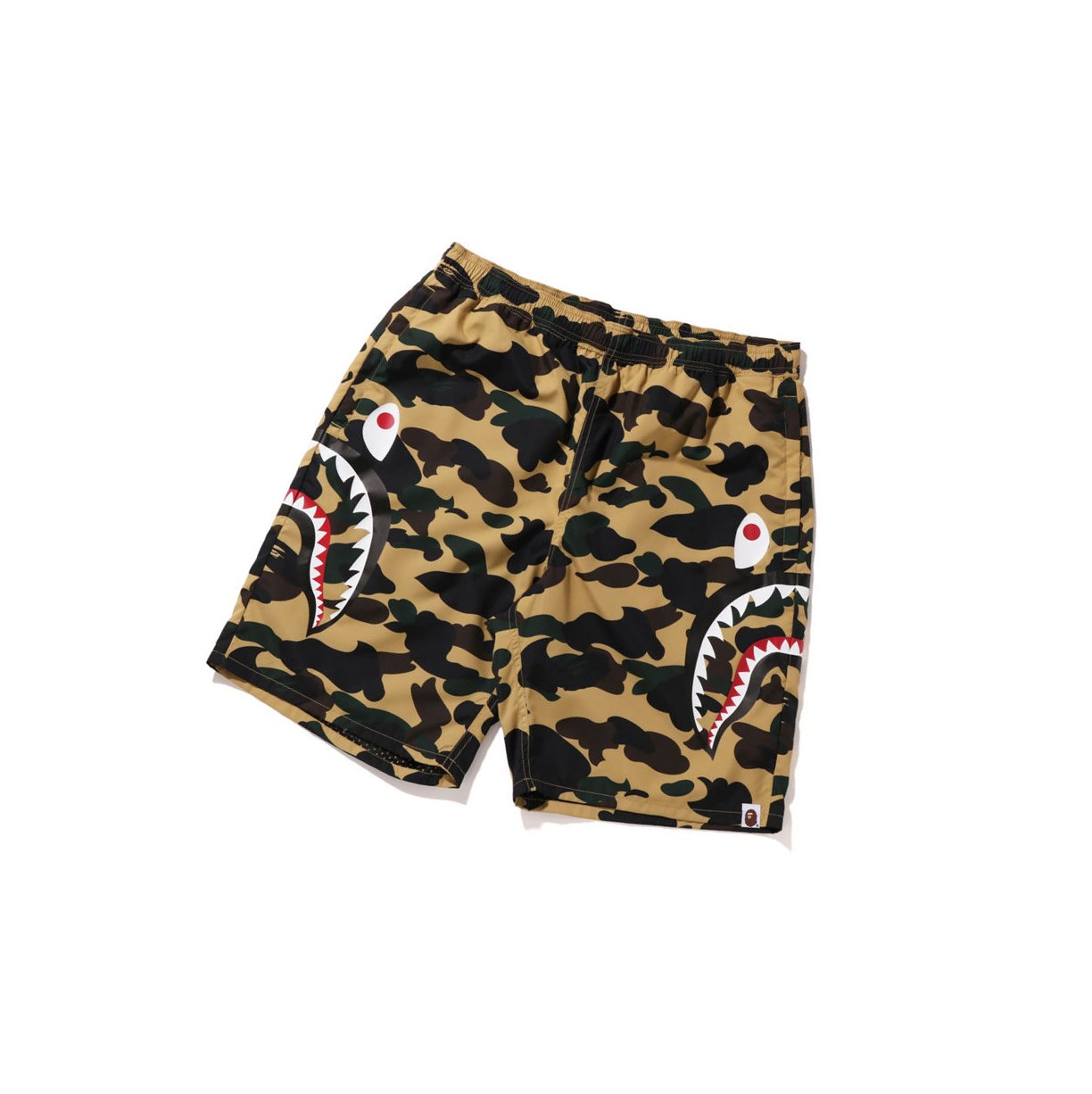 Szorty Męskie A BATHING APE Bape 1st Camo Side Shark Beach Żółte | VGFI-73654